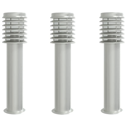 Venkovní Stojací Lampy 3 Ks Stříbrné 60 Cm Nerezová Ocel Stříbrná