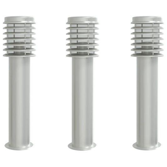 Venkovní Stojací Lampy 3 Ks Stříbrné 60 Cm Nerezová Ocel Stříbrná