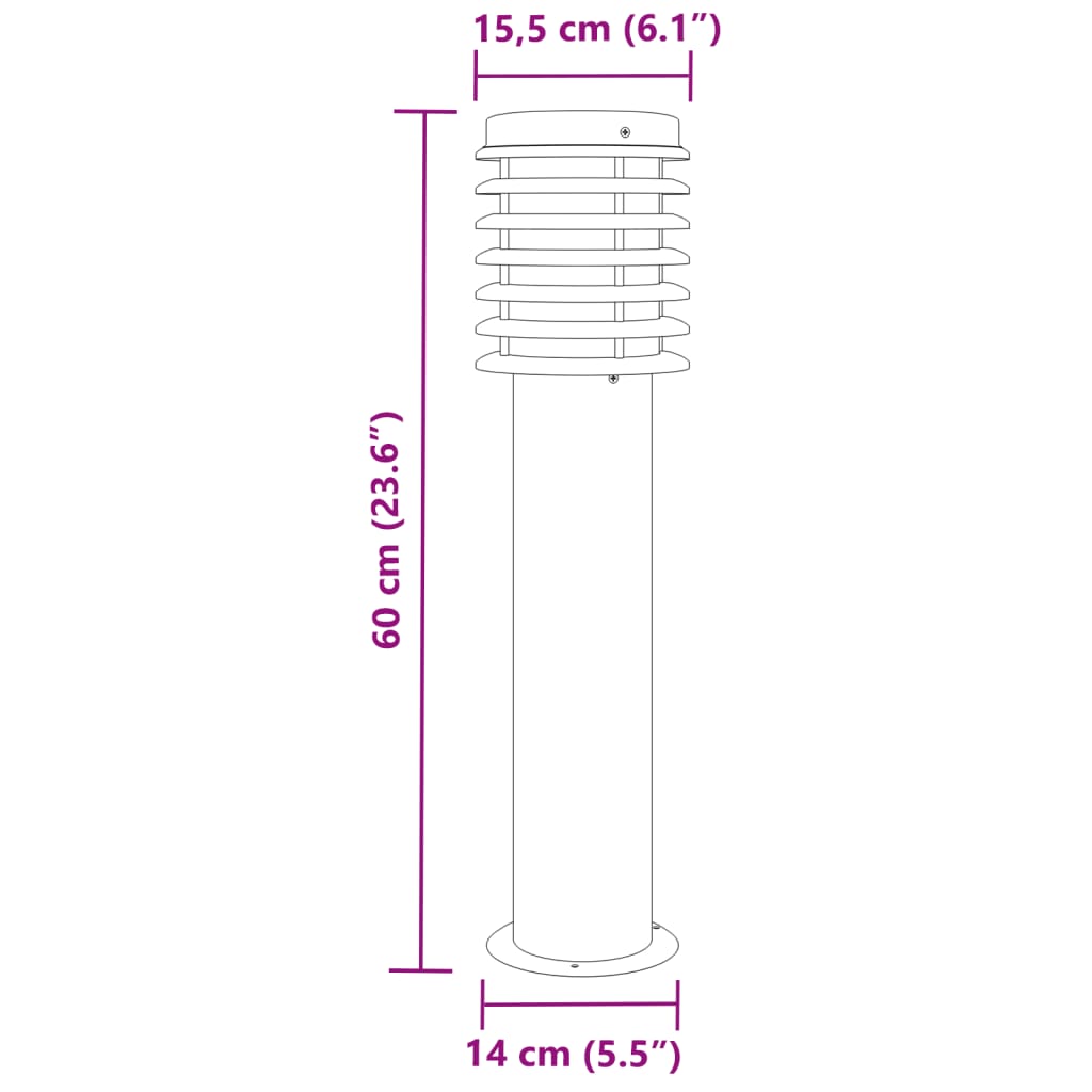 Venkovní Stojací Lampy 3 Ks Stříbrné 60 Cm Nerezová Ocel Stříbrná