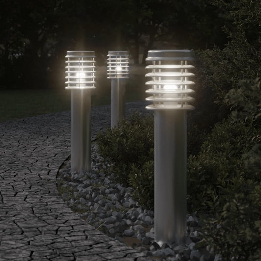 Venkovní Stojací Lampy 3 Ks Stříbrné 60 Cm Nerezová Ocel Stříbrná