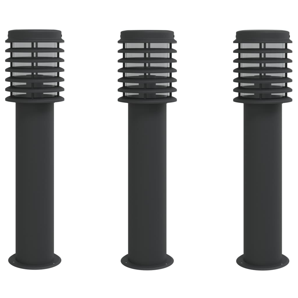 Venkovní Stojací Lampy 3 Ks Černé 60 Cm Nerezová Ocel Černá
