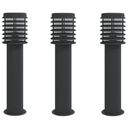 Venkovní Stojací Lampy 3 Ks Černé 60 Cm Nerezová Ocel Černá