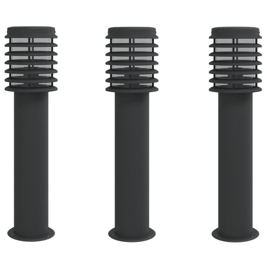 Venkovní Stojací Lampy 3 Ks Černé 60 Cm Nerezová Ocel Černá