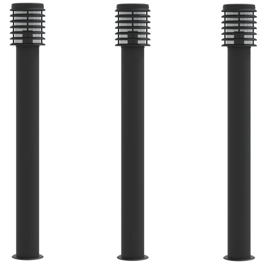 Venkovní Stojací Lampy 3 Ks Černé 110 Cm Nerezová Ocel Černá