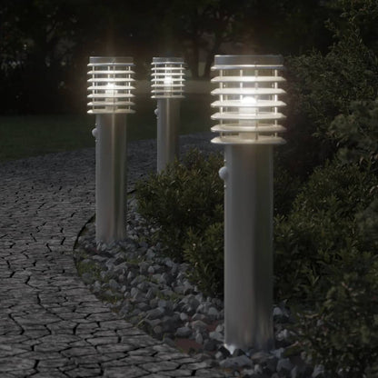 Venkovní Stojací Lampy 3 Ks Stříbrné 60 Cm Ocel Stříbrná