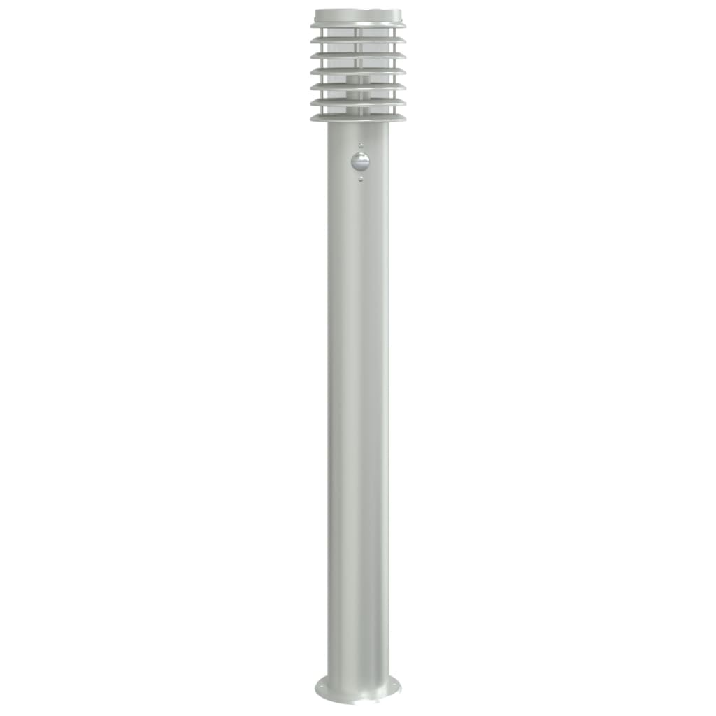 Venkovní Stojací Lampy S Čidly 3 Ks Stříbrné 110 Cm Ocel Stříbrná