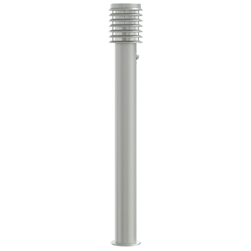 Venkovní Stojací Lampy S Čidly 3 Ks Stříbrné 110 Cm Ocel Stříbrná