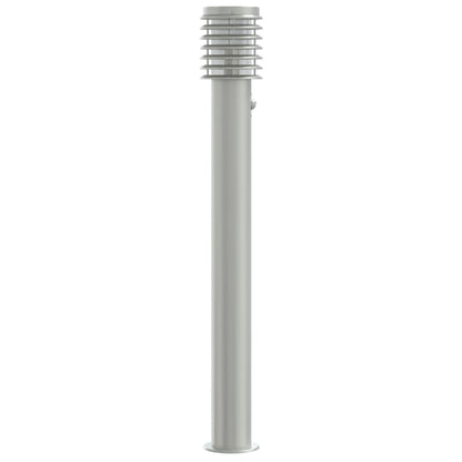 Venkovní Stojací Lampy S Čidly 3 Ks Stříbrné 110 Cm Ocel Stříbrná