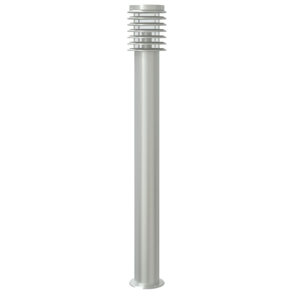 Venkovní Stojací Lampy S Čidly 3 Ks Stříbrné 110 Cm Ocel Stříbrná