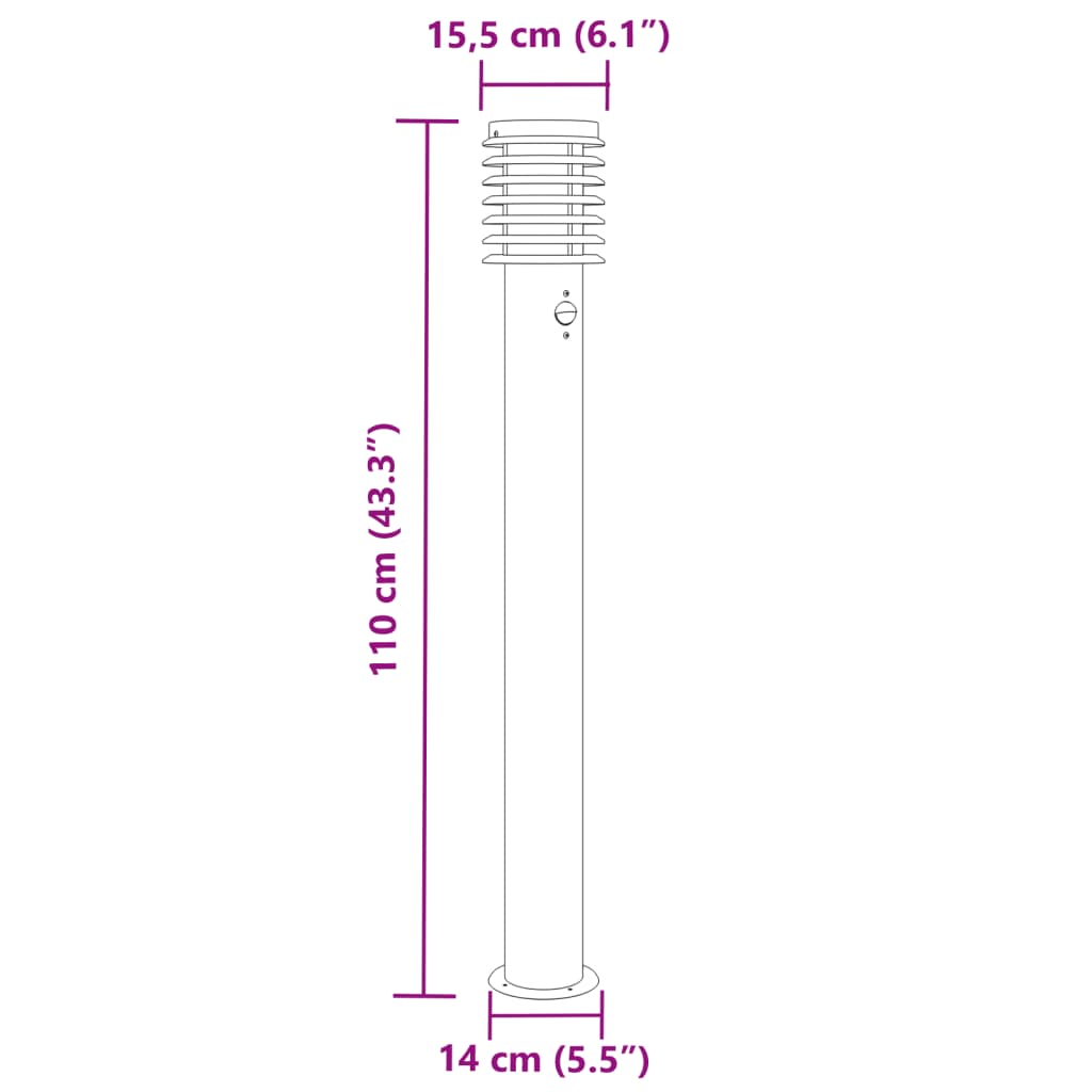 Venkovní Stojací Lampy S Čidly 3 Ks Stříbrné 110 Cm Ocel Stříbrná