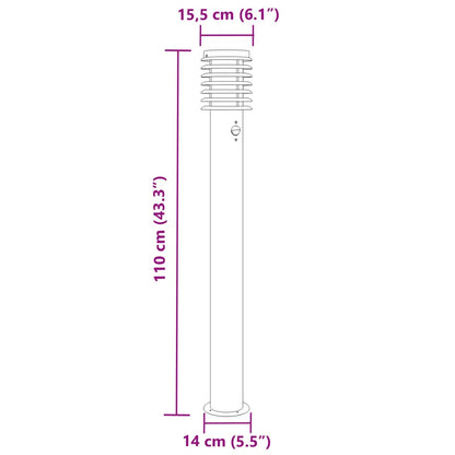 Venkovní Stojací Lampy S Čidly 3 Ks Stříbrné 110 Cm Ocel Stříbrná