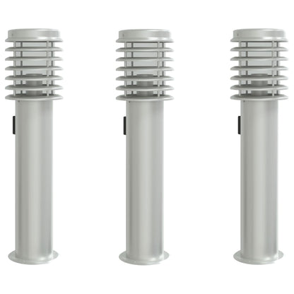Venkovní Stojací Lampy 3 Ks Stříbrné 60 Cm Ocel Stříbrná