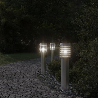 Venkovní Stojací Lampy 3 Ks Stříbrné 60 Cm Ocel Stříbrná