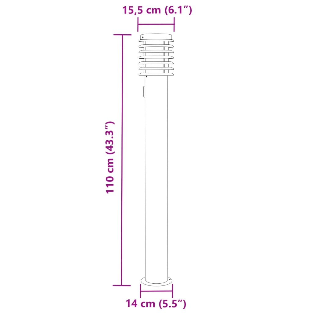 Venkovní Stojací Lampa 110Cm Nerezová Ocel Stříbrná