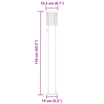 Venkovní Stojací Lampa 110Cm Nerezová Ocel Stříbrná