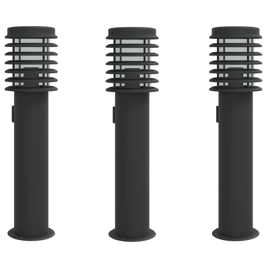 Venkovní Stojací Lampy 3 Ks Černé 60 Cm Ocel Černá