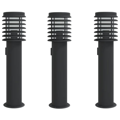 Venkovní Stojací Lampy 3 Ks Černé 60 Cm Ocel Černá