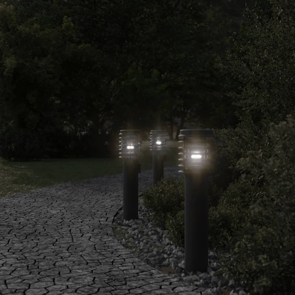 Venkovní Stojací Lampy 3 Ks Černé 60 Cm Ocel Černá