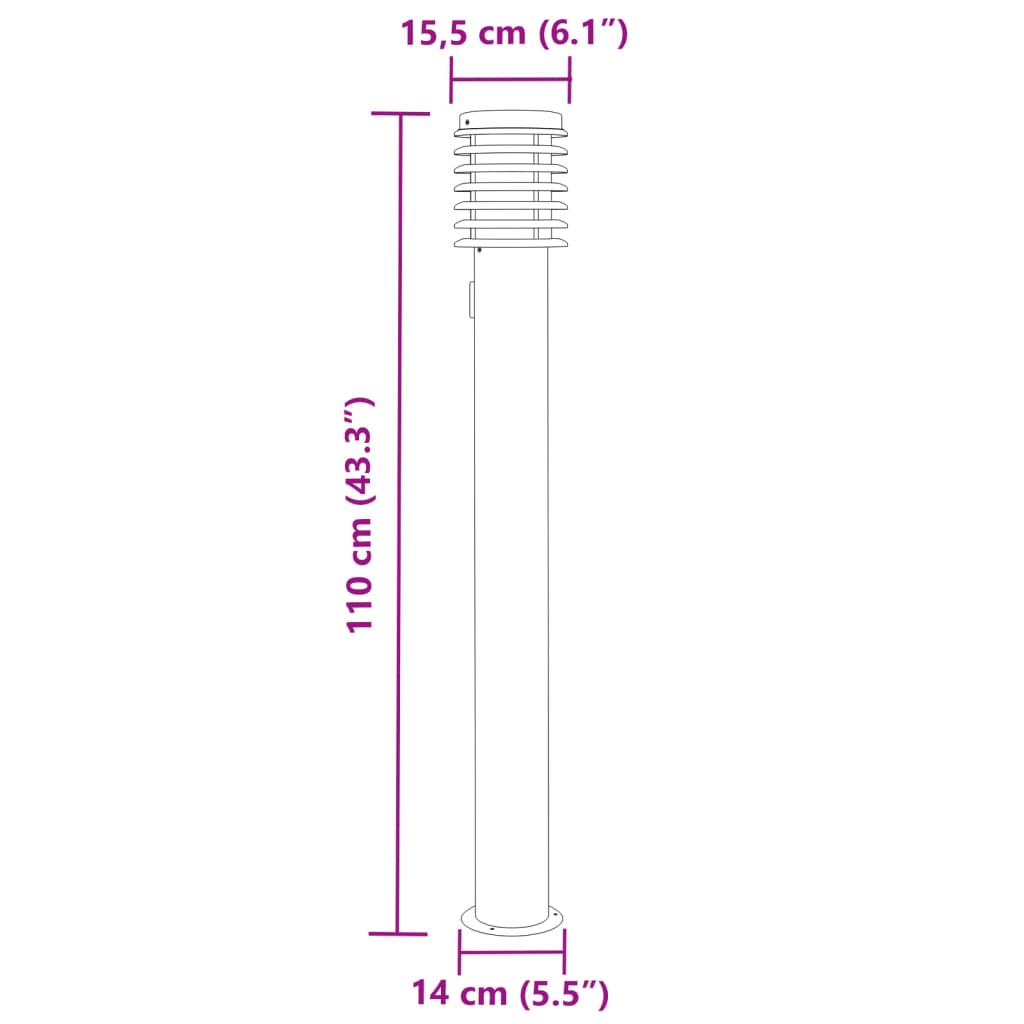 Venkovní Stojací Lampa Černá 110 Cm Nerezová Ocel Černá