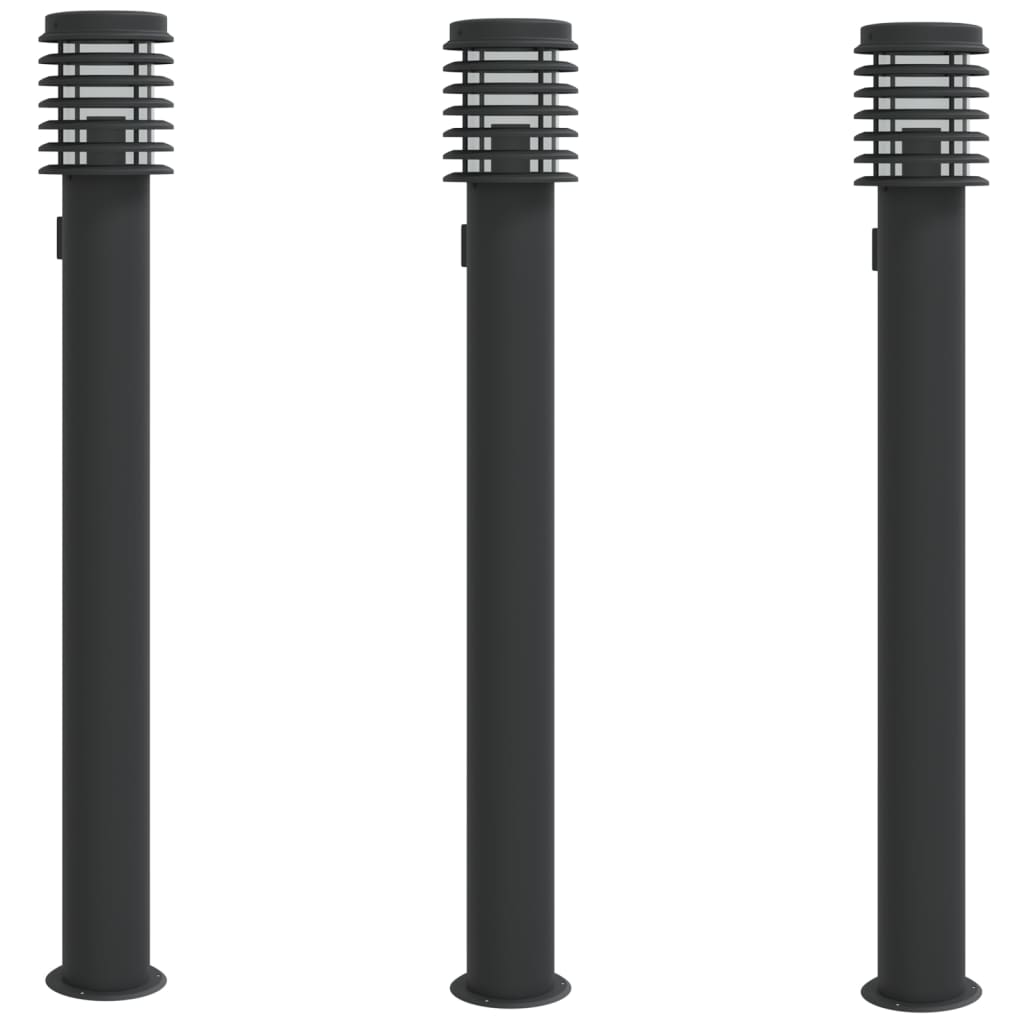 Venkovní Stojací Lampy 3 Ks Černé 110 Cm Ocel Černá