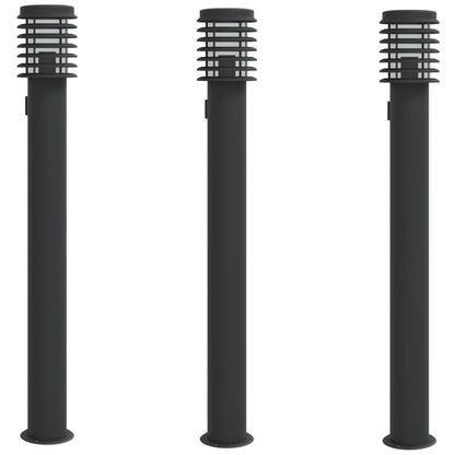 Venkovní Stojací Lampy 3 Ks Černé 110 Cm Ocel Černá