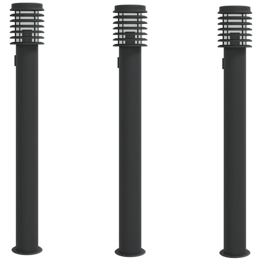 Venkovní Stojací Lampy 3 Ks Černé 110 Cm Ocel Černá