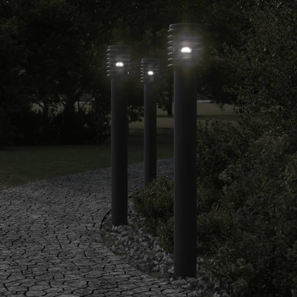 Venkovní Stojací Lampy 3 Ks Černé 110 Cm Ocel Černá