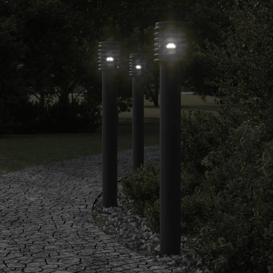 Venkovní Stojací Lampy 3 Ks Černé 110 Cm Ocel Černá