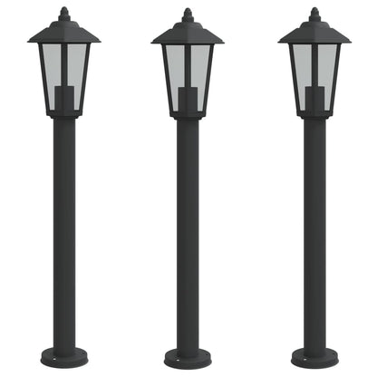 Venkovní Stojací Lampy 3 Ks Černé Nerezová Ocel Černá
