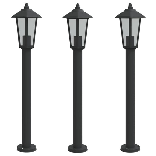 Venkovní Stojací Lampy 3 Ks Černé Nerezová Ocel Černá