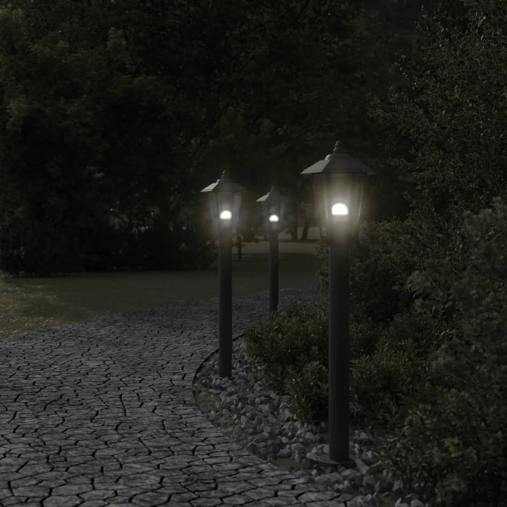 Venkovní Stojací Lampy 3 Ks Černé Nerezová Ocel Černá