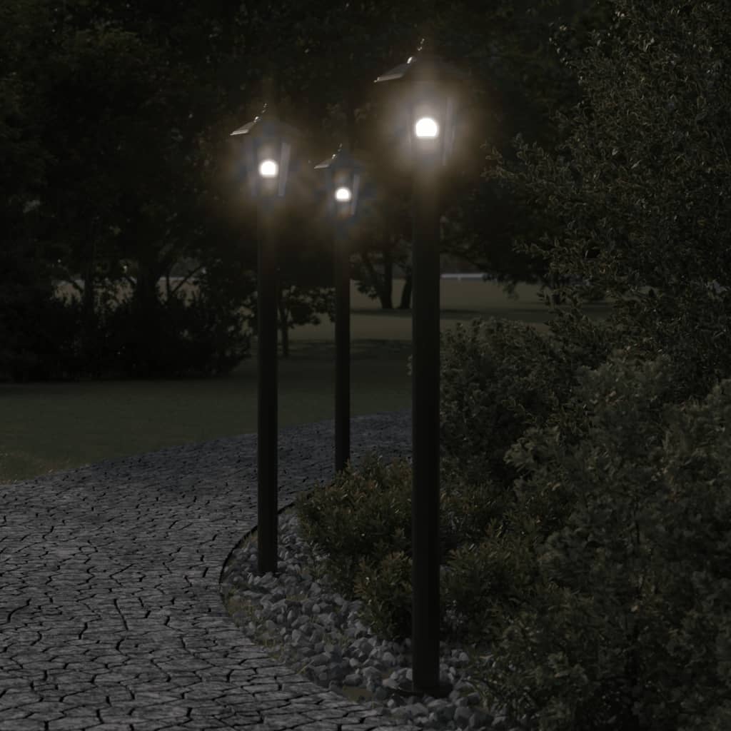 Venkovní Stojací Lampy 3 Ks Černé Nerezová Ocel Černá
