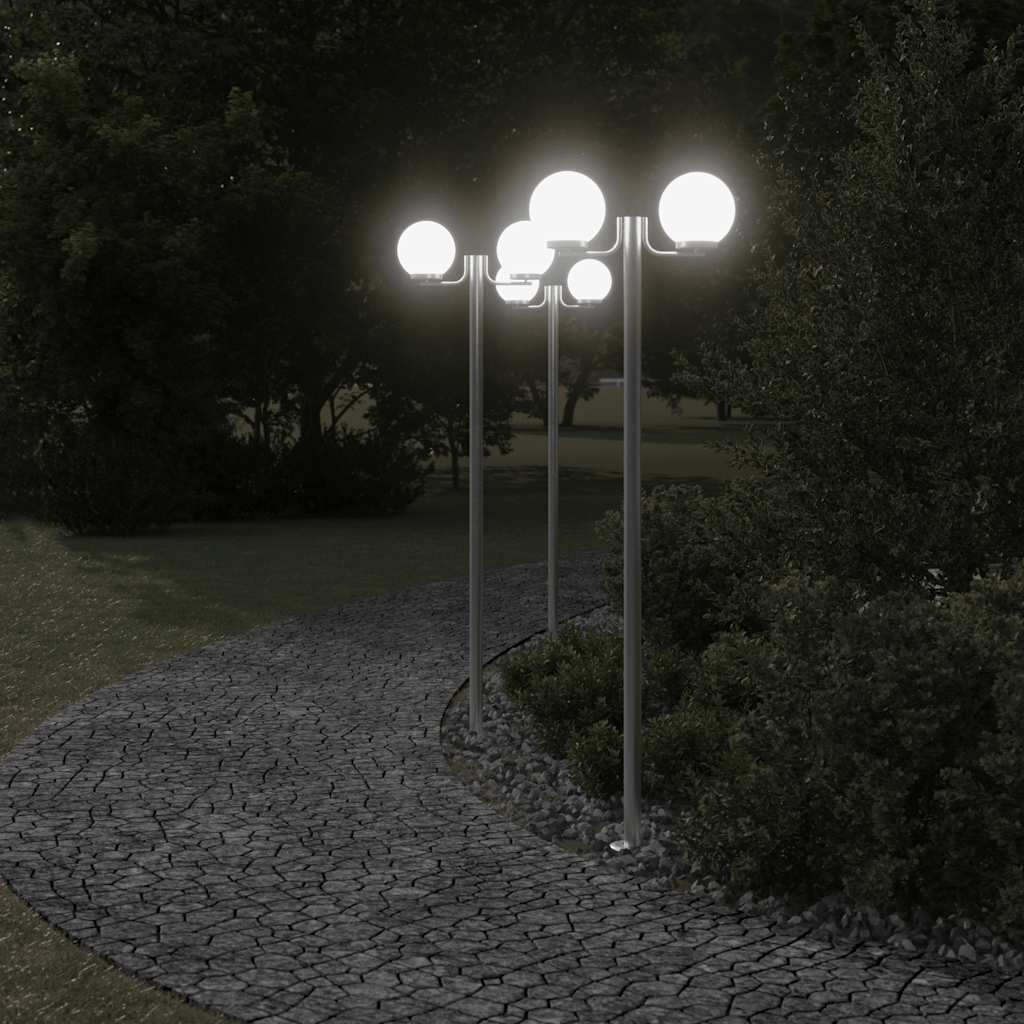 Venkovní Stojací Lampy 3 Ks Stříbrné 215 Cm Nerezová Ocel
