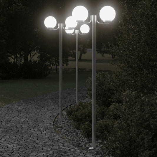 Venkovní Stojací Lampy 3 Ks Stříbrné 215 Cm Nerezová Ocel
