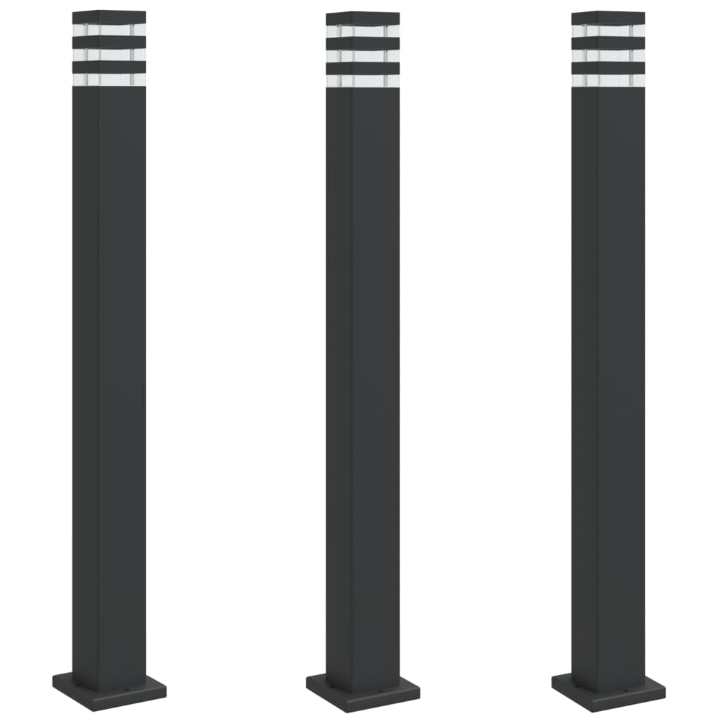 Venkovní Stojací Lampy 3 Ks Černé Hliník 110 Cm