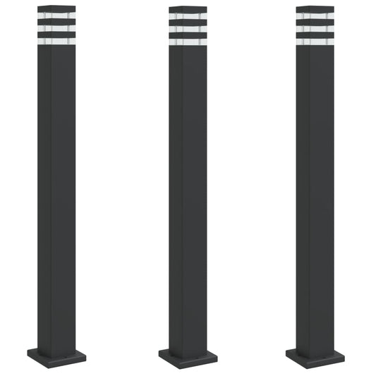 Venkovní Stojací Lampy 3 Ks Černé Hliník 110 Cm