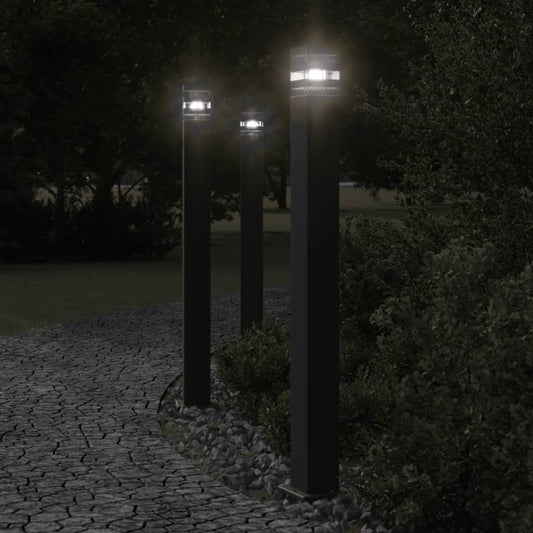Venkovní Stojací Lampy 3 Ks Černé Hliník 110 Cm