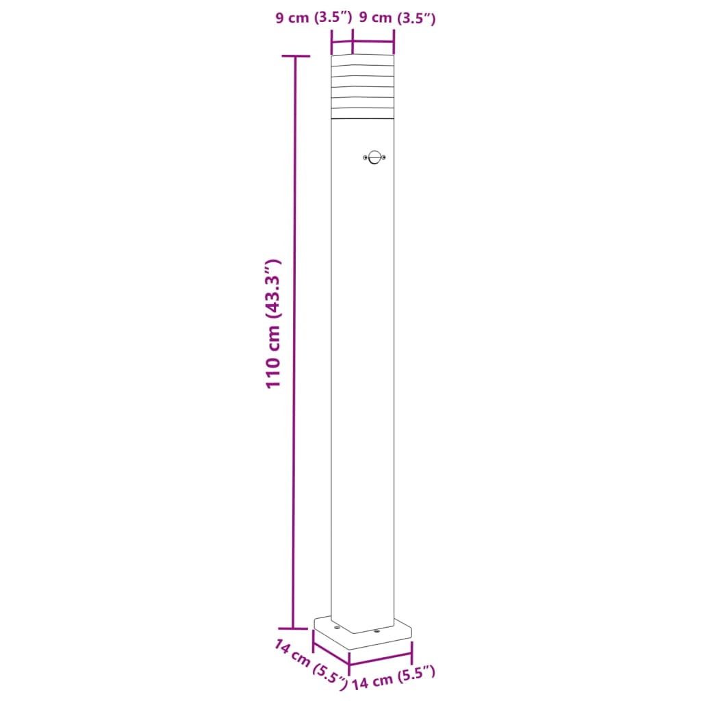 Venkovní Stojací Lampa Černá Hliník 110 Cm