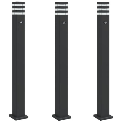 Venkovní Stojací Lampy 3 Ks Černé Hliník Černá 110 Cm