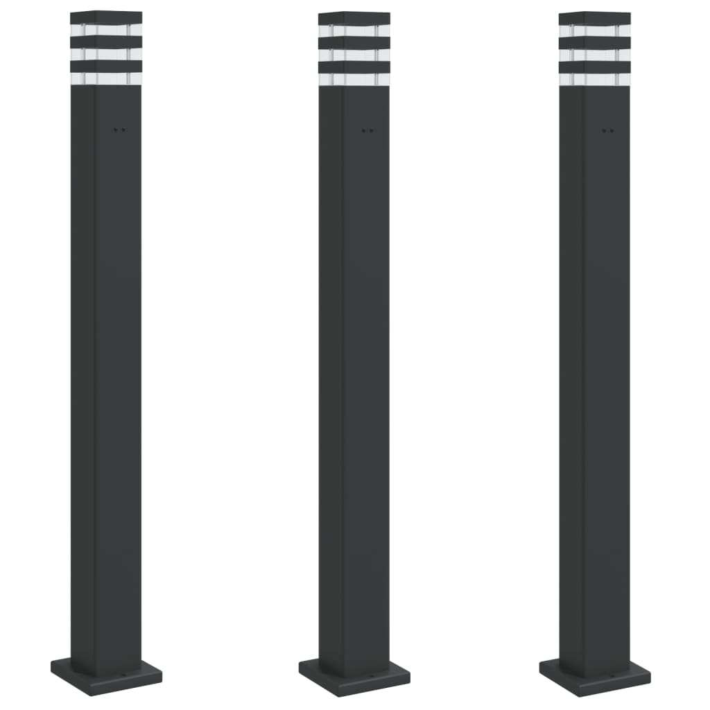 Venkovní Stojací Lampy 3 Ks Černé Hliník Černá 110 Cm