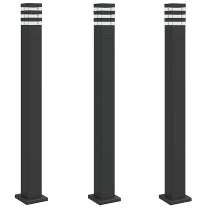 Venkovní Stojací Lampy 3 Ks Černé Hliník Černá 110 Cm