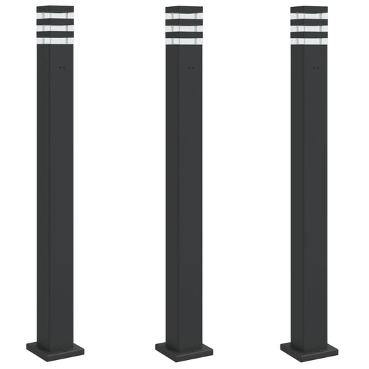 Venkovní Stojací Lampy 3 Ks Černé Hliník Černá 110 Cm
