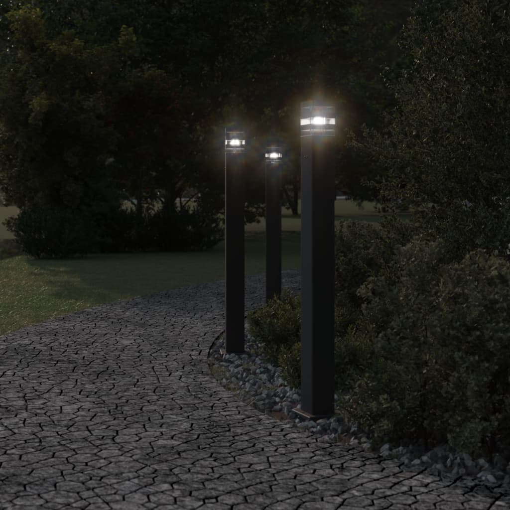 Venkovní Stojací Lampy 3 Ks Černé Hliník Černá 110 Cm