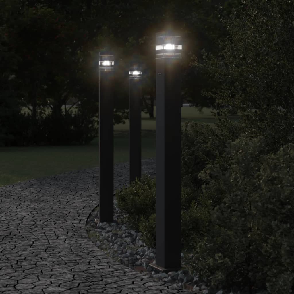 Venkovní Stojací Lampy 3 Ks Černé Hliník Černá 110 Cm