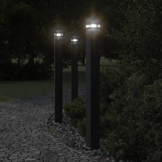 Venkovní Stojací Lampy 3 Ks Černé Hliník Černá 110 Cm