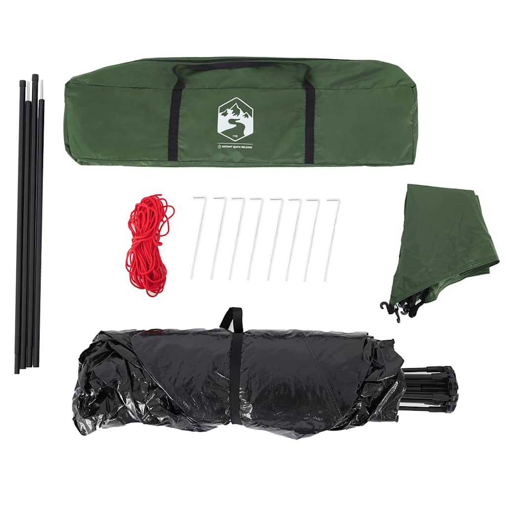 Kempingový Stan Kabinový Pro 4 Osoby Zelený Rychloupínací