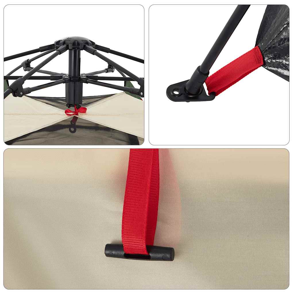 Kempingový Stan Kabinový Pro 4 Osoby Zelený Rychloupínací