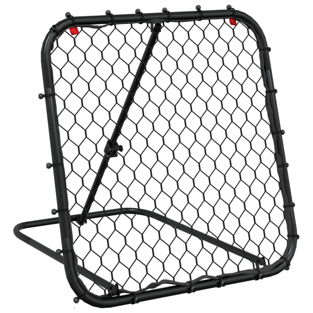 Fotbalový Rebounder Nastavitelný Černý 84 X 73 X 60–80 Cm Ocel Mangovníkové Dřevo (Přírodní)
