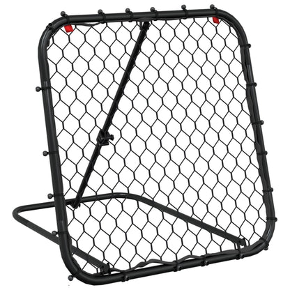 Fotbalový Rebounder Nastavitelný Černý 84 X 73 X 60–80 Cm Ocel Mangovníkové Dřevo (Přírodní)