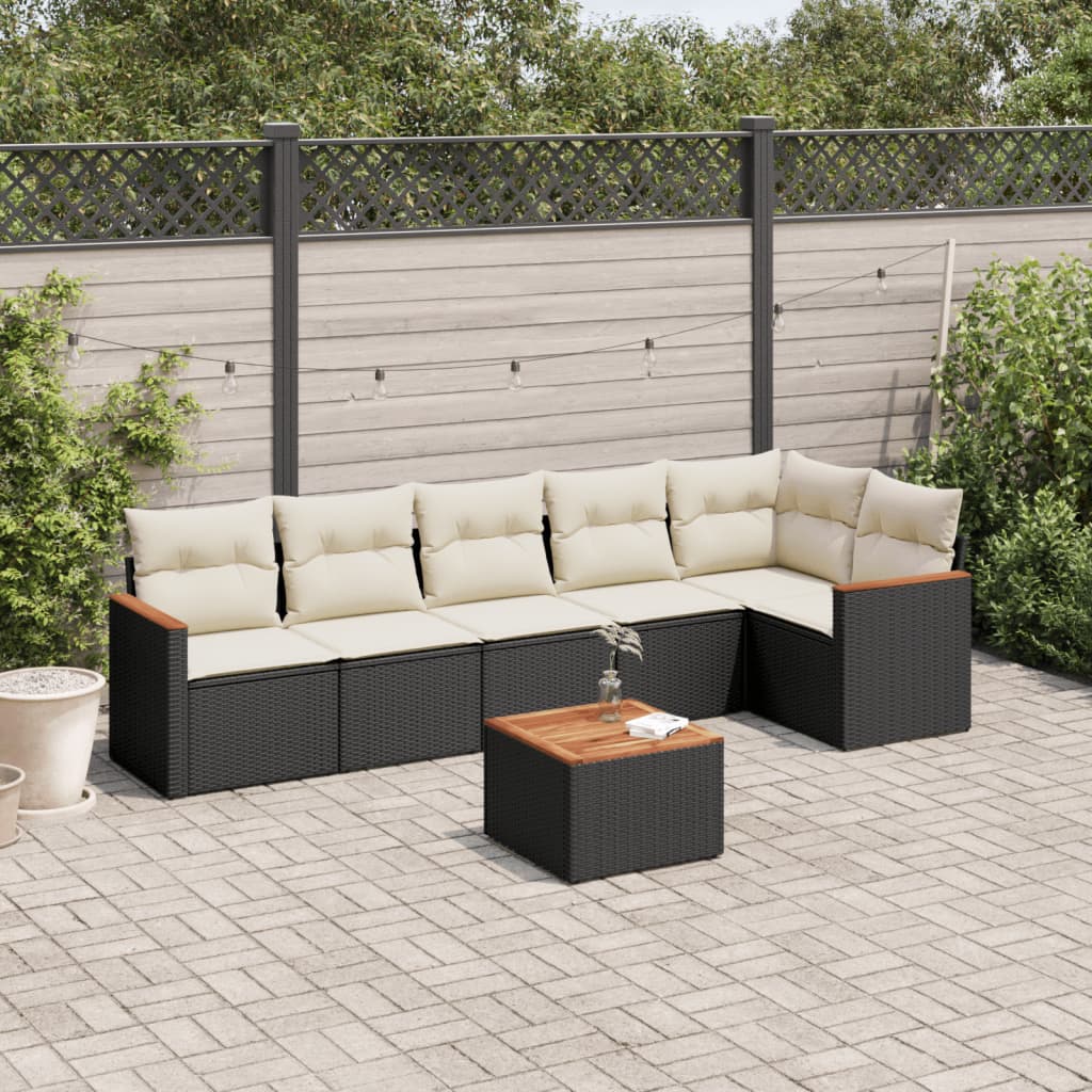 6Dílná Zahradní Sedací Souprava S Poduškami Černá Polyratan